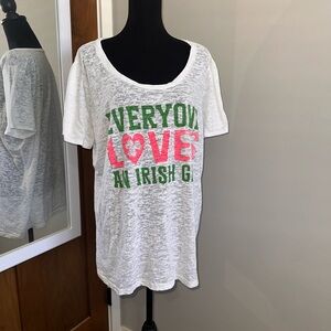 Maurices White and Green Short Sleeve Tee